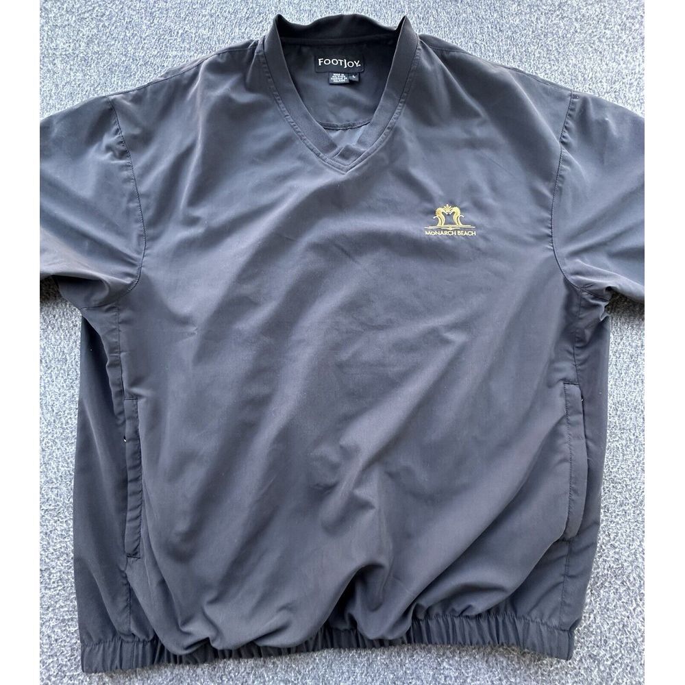 FootJoy Pullover Men Large Black Monarch Beach Golf V-Neck FJ Jacket Windbreaker